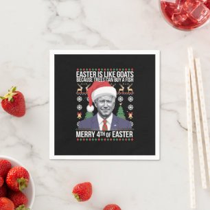 Vrolijk 4e van Pasen Grappig Biden Lelijke Kerstmi Servet