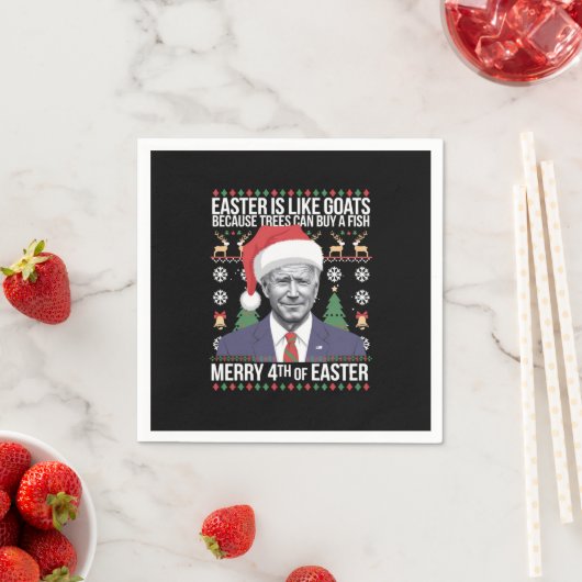 Vrolijk 4e van Pasen Grappig Biden Lelijke Kerstmi Servet (Insitu)