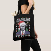 Vrolijk 4e van Pasen Grappig Biden Lelijke Kerstmi Tote Bag (Dichtbij)