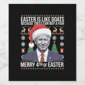 Vrolijk 4e van Pasen Grappig Biden Lelijke Kerstmi Wijn Etiket (Enkel label)