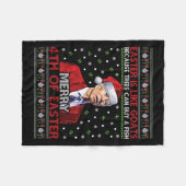 Vrolijk 4e van Pasen Grappig Joe Biden Lelijk Xmas Fleece Deken (Voorkant (Horizontaal))