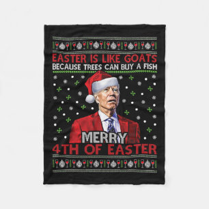 Vrolijk 4e van Pasen Grappig Joe Biden Lelijk Xmas Fleece Deken