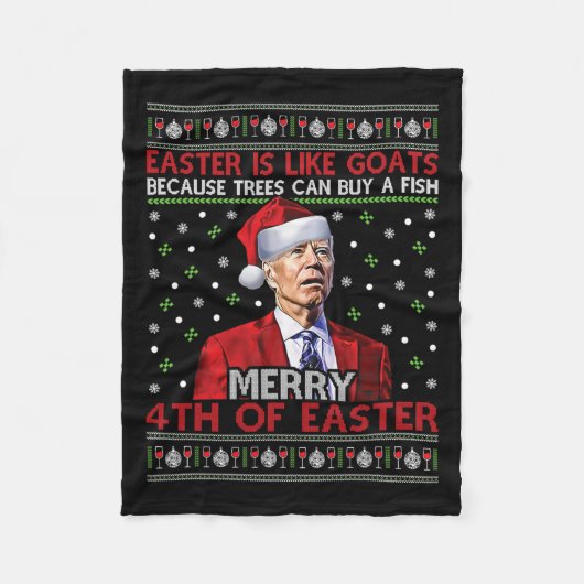 Vrolijk 4e van Pasen Grappig Joe Biden Lelijk Xmas Fleece Deken (Voorkant)
