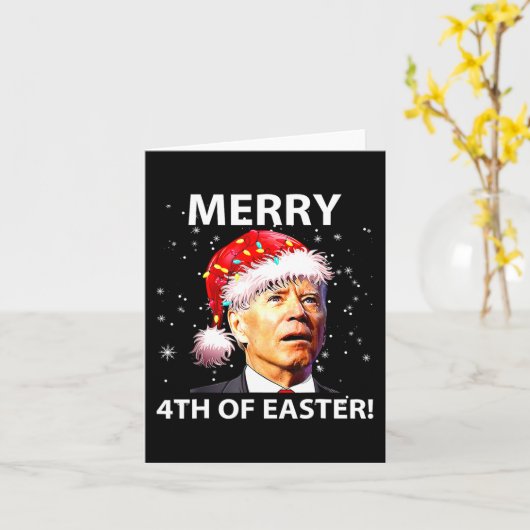 Vrolijk 4e van Pasen plezier Joe Biden Kerst Lelij Kaart (Gele Bloem)