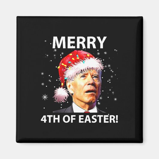 Vrolijk 4e van Pasen plezier Joe Biden Kerst Lelij Magneet (Voorkant)