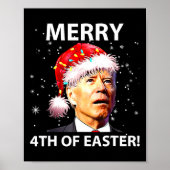 Vrolijk 4e van Pasen plezier Joe Biden Kerst Lelij Poster (Voorkant)