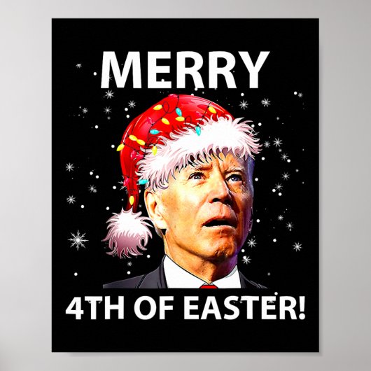 Vrolijk 4e van Pasen plezier Joe Biden Kerst Lelij Poster (Voorkant)