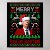 Vrolijk 4e van Pasen plezier Joe Biden Kerst Lelij Poster (Voorkant)