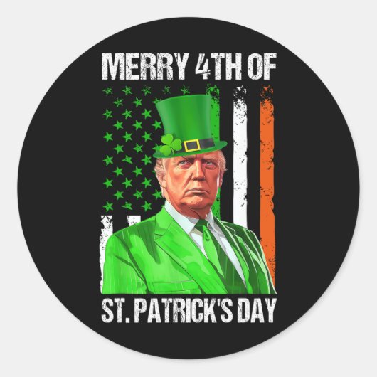 Vrolijk 4e van St Patricks Day Trump Leprechaun Pe Ronde Sticker (Voorkant)