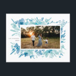 Vrolijk Abstract blauw bloemenkerst Feestdagenkaart<br><div class="desc">Vrolijk abstract blauw bloemig kerstvakantie design</div>