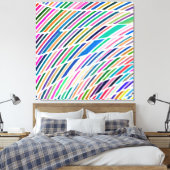 vrolijk abstract kleurenpatroon canvas afdruk (Insitu (Slaapkamer))