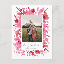 Vrolijk abstract rood bloemig kerstvakantie ontwer feestdagenkaart