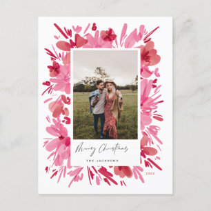 Vrolijk abstract rood bloemig kerstvakantie ontwer feestdagenkaart