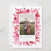 Vrolijk abstract rood bloemig kerstvakantie ontwer feestdagenkaart (Voorkant)