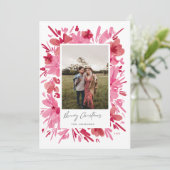 Vrolijk abstract rood bloemig kerstvakantie ontwer feestdagenkaart (Staand voorkant)