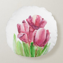 Vrolijk abstracte paasroze tulpen. rond kussen