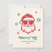Vrolijk AF cool Santa in zonnebril retro sterren Feestdagenkaart (Voorkant)