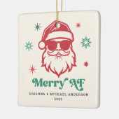 Vrolijk AF cool Santa in zonnebril retro sterren Keramisch Ornament (Links)