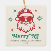 Vrolijk AF cool Santa in zonnebril retro sterren Keramisch Ornament (Voorkant)
