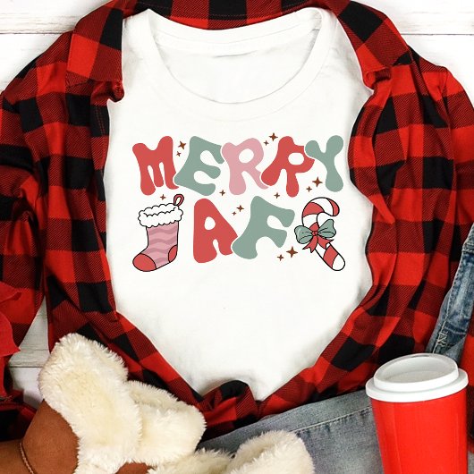 Vrolijk AF Grappig Retro Kerstmis Tri-Blend Shirt