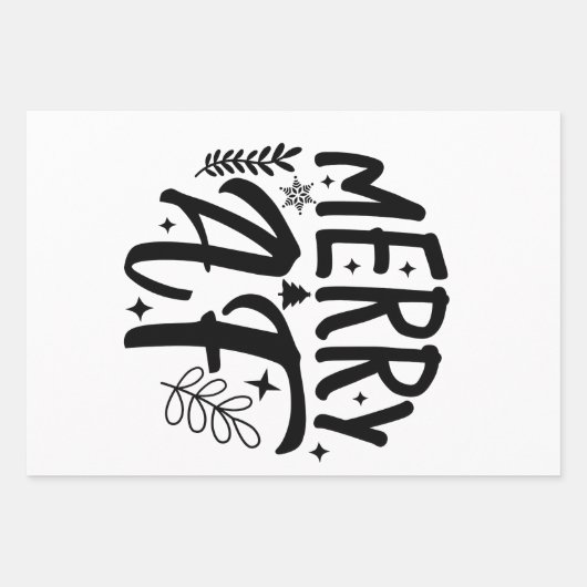 Vrolijk Af Grappige Kerst Sneeuwvlok Kerstmis Inpakpapier Vel (Voorkant)