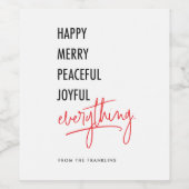 Vrolijk alles aangepaste vakantie wijn label wijn etiket (Enkel label)