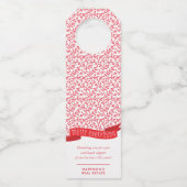 VROLIJK ALLES BANNER modern gebladerte patroon roo Flessenhanger (Voorkant)