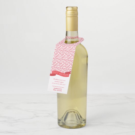 VROLIJK ALLES BANNER modern gebladerte patroon roo Flessenhanger (Schuin)