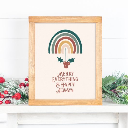 Vrolijk Alles Boho Kerstmis Regenboog Poster
