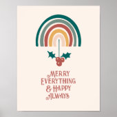 Vrolijk Alles Boho Kerstmis Regenboog Poster (Voorkant)