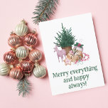 "Vrolijk alles en gelukkig altijd" groen eenvoudig Feestdagenkaart<br><div class="desc">De "Merry Everything and Happy Always" groene eenvoudige typografie Holiday Kaart is een vrolijke en eenvoudige manier om feestvreugde te verspreiden. De felroze kleur en de speelse boodschap maken het een geweldige keuze voor iedereen die tijdens de vakantie warme wensen aan geliefden wil sturen. Het eenvoudige ontwerp is ook veelzijdig...</div>