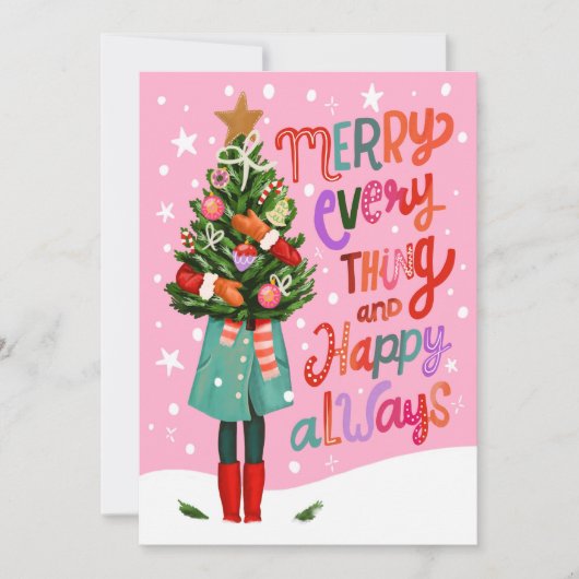 Vrolijk alles en vrolijk altijd Schattige kerstfee Feestdagenkaart (Voorkant)