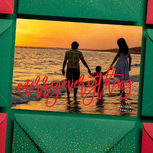 Vrolijk alles Foto rode tekst Feestdagenkaart