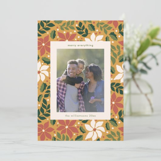 Vrolijk alles geel groen botanische foto feestdagenkaart (Staand voorkant)