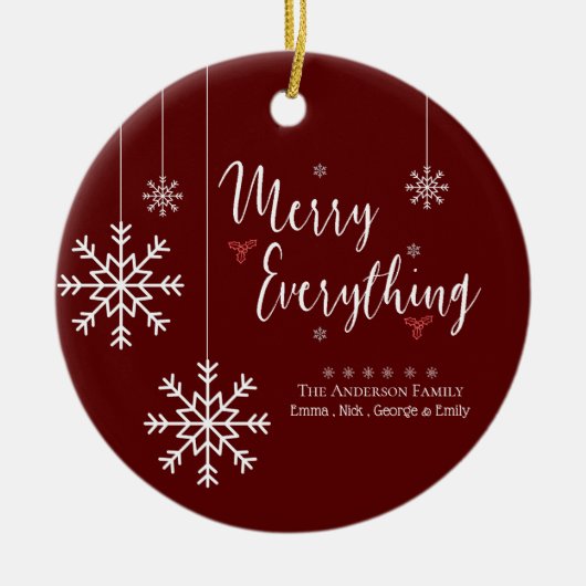 Vrolijk Alles Gepersonaliseerde Kerst Keramisch Ornament (Voorkant)