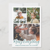 Vrolijk alles gepersonaliseerde moderne 3 foto's feestdagenkaart (Voorkant)