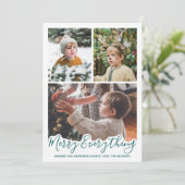 Vrolijk alles gepersonaliseerde moderne 3 foto's feestdagenkaart (Staand voorkant)