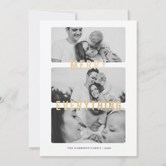 Vrolijk alles Gold Foil Vakantie Kaart (Voorkant)