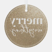 Vrolijk alles gouden textuur glas ornament (Achterkant)