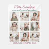 Vrolijk alles grootouders 9 Foto Kerstmis Fleece Deken (Voorkant)