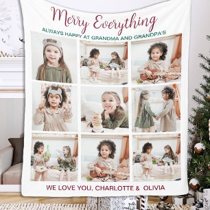 Vrolijk alles grootouders 9 Foto Kerstmis Fleece Deken