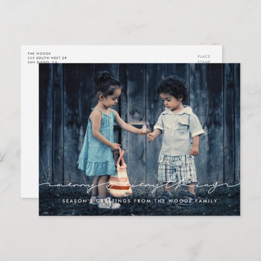 Vrolijk alles Handgeschreven script vakantie foto Briefkaart (Voorkant / Achterkant)