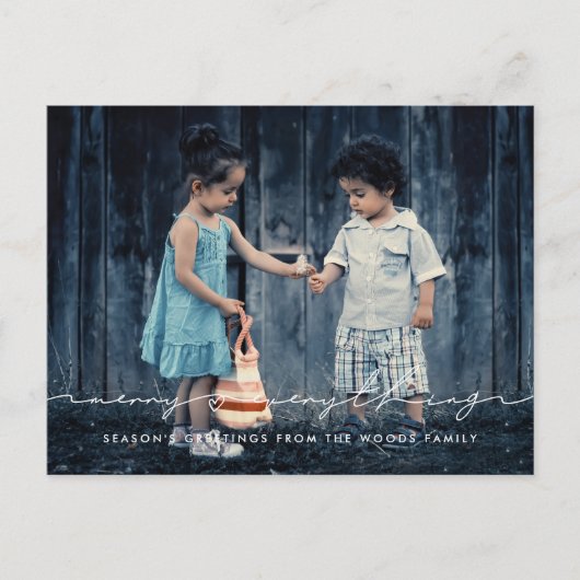 Vrolijk alles Handgeschreven script vakantie foto Briefkaart (Voorkant)