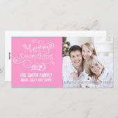 VROLIJK ALLES KERSTFOTO KAART ROZE (Voorkant / Achterkant)