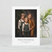 Vrolijk alles, minimale kerstfoto feestdagenkaart (Staand voorkant)