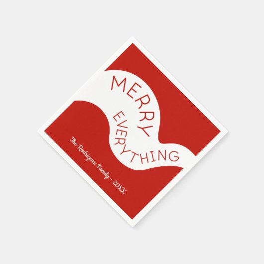 Vrolijk alles Red White Curve Holiday Party Servet (Hoek)