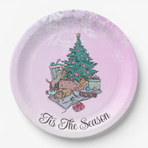 Vrolijk alles roze kerstboom kat en hond