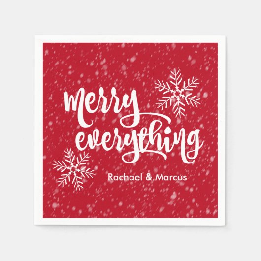 Vrolijk Alles Vakantie Sneeuwval Servetten (Voorkant)