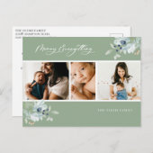 Vrolijk alles winter botanische foto collage feestdagenkaart (Voorkant / Achterkant)