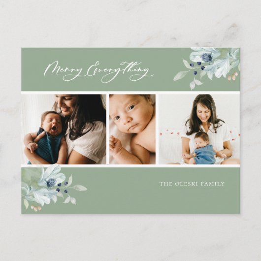 Vrolijk alles winter botanische foto collage feestdagenkaart (Voorkant)